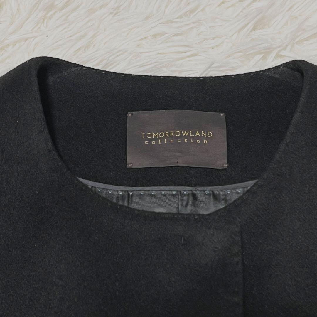 美品✨TOMORROWLAND カシミヤ100% ノーカラーコート　黒　36