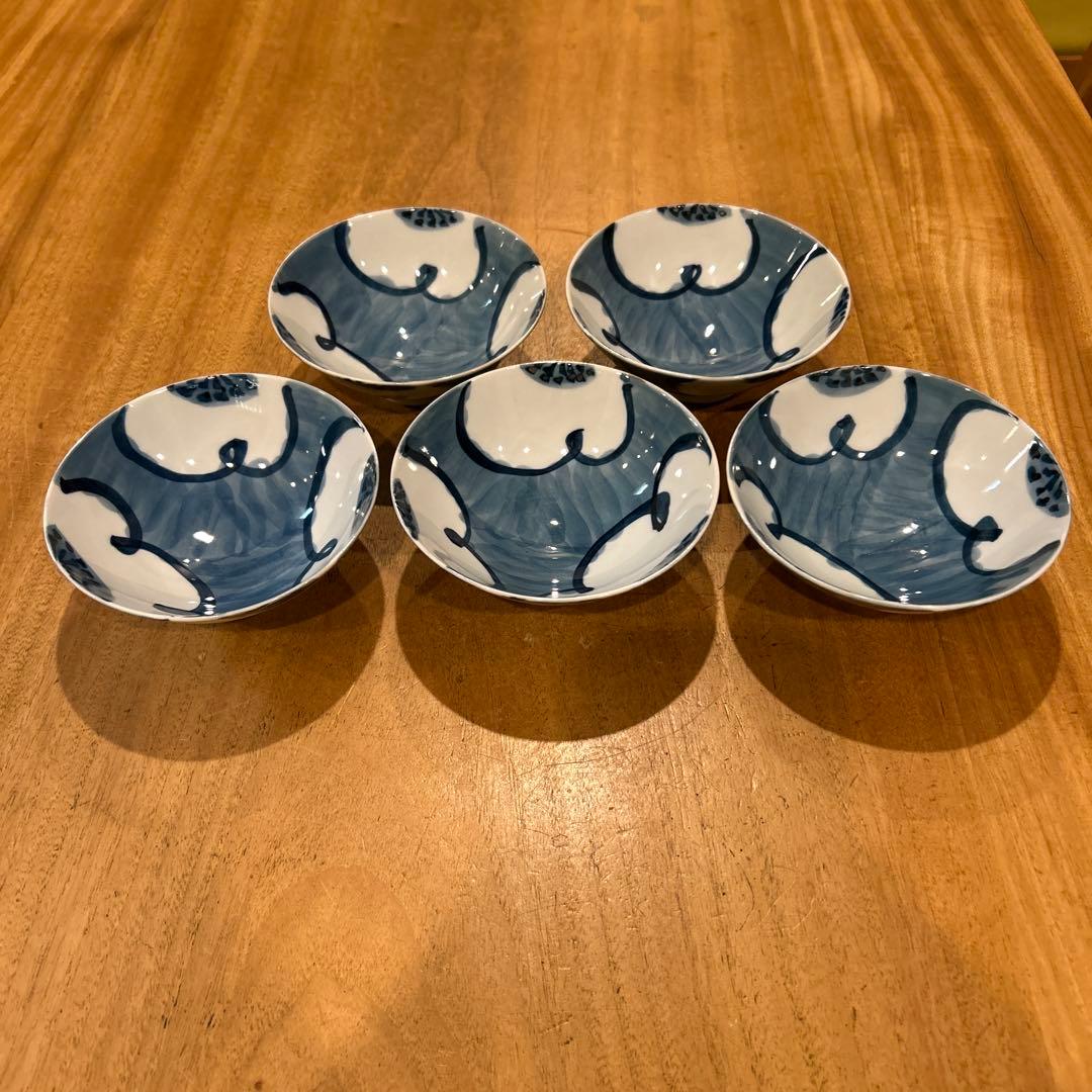 有田焼　源右衛門 染付梅紋 飯碗 五個