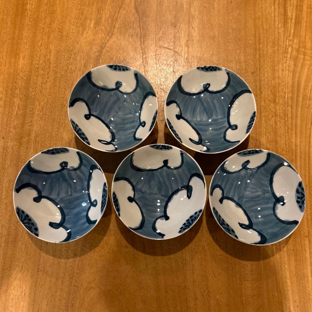 有田焼　源右衛門 染付梅紋 飯碗 五個