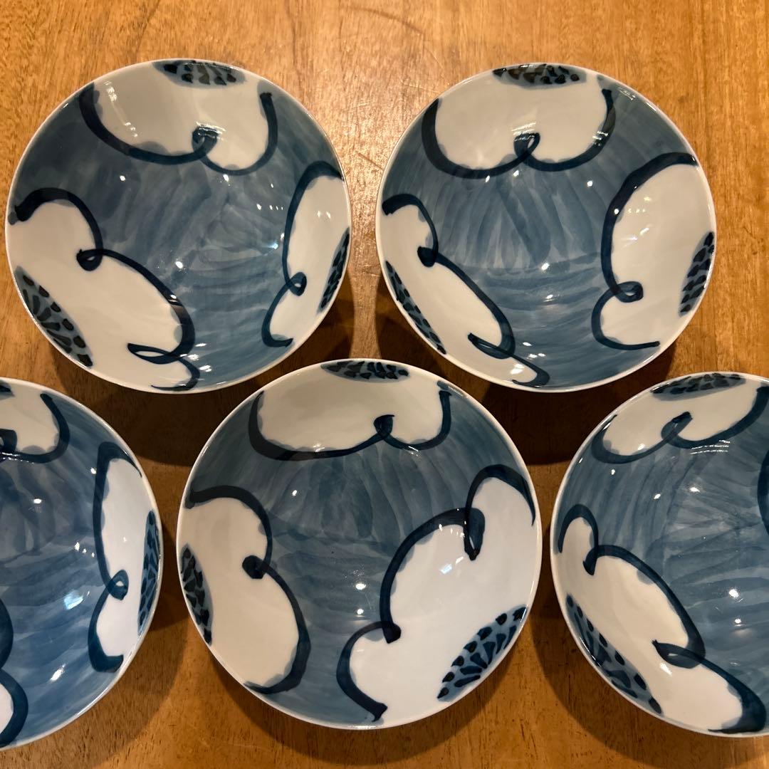 有田焼　源右衛門 染付梅紋 飯碗 五個