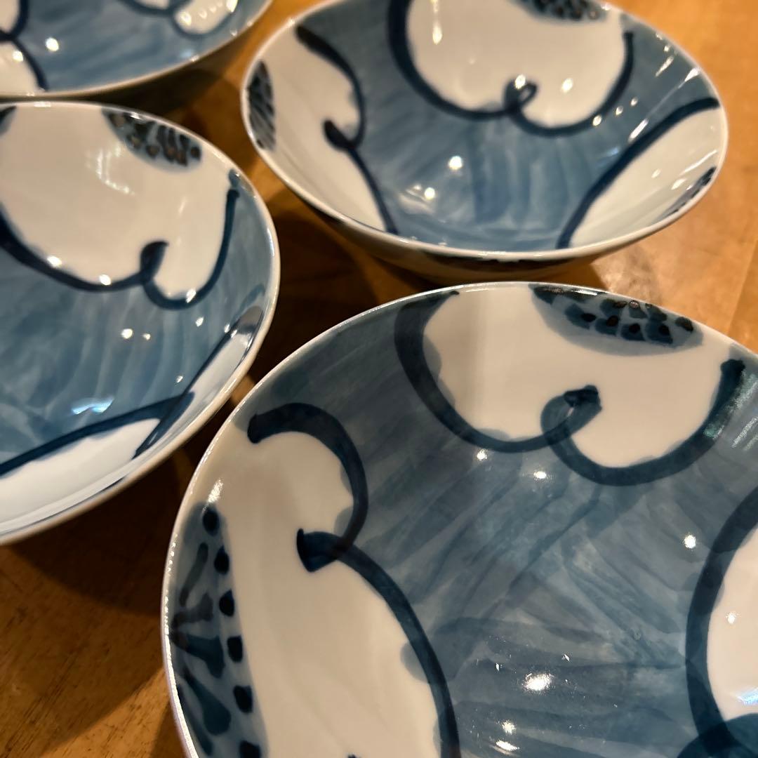 有田焼　源右衛門 染付梅紋 飯碗 五個