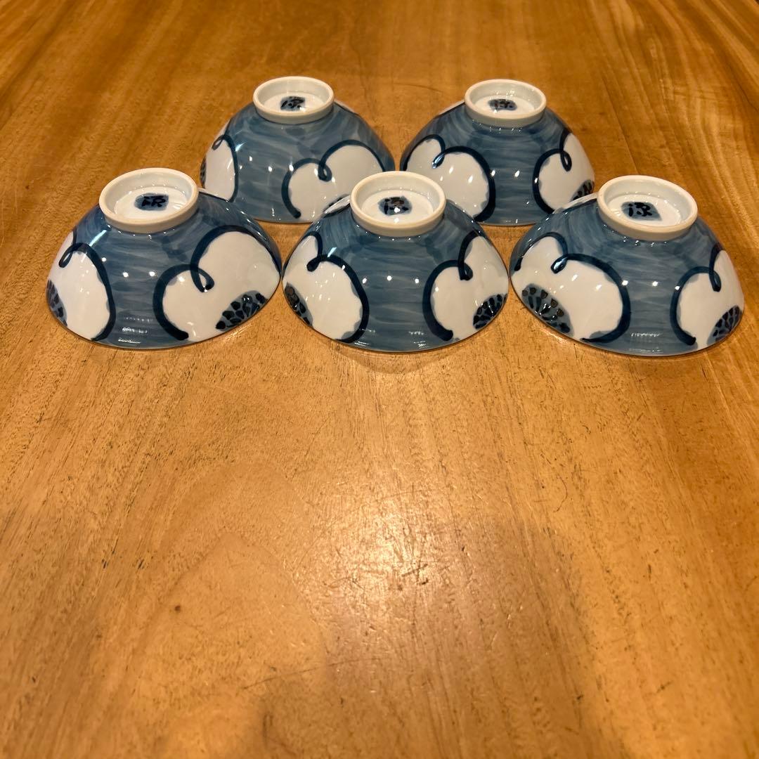 有田焼　源右衛門 染付梅紋 飯碗 五個