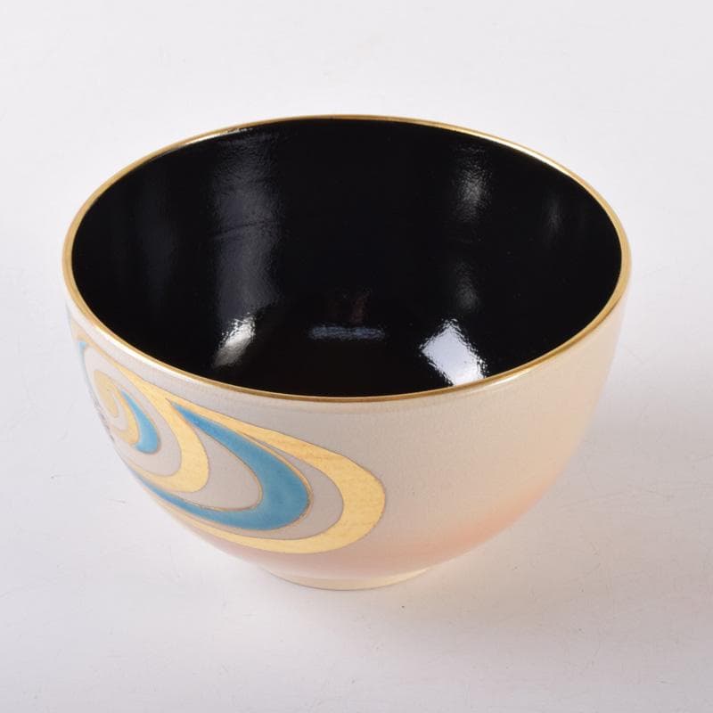 空色　茶道具　京焼橋本紫雲作　色絵金彩　鳥文　茶碗　共布共箱　C　7426