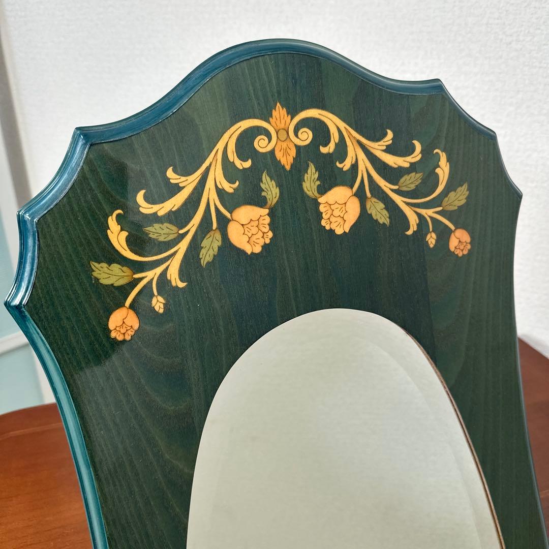 展示品 イタリア製 象嵌 ウォールミラー 壁掛け鏡 姿見 花柄 ※i1※