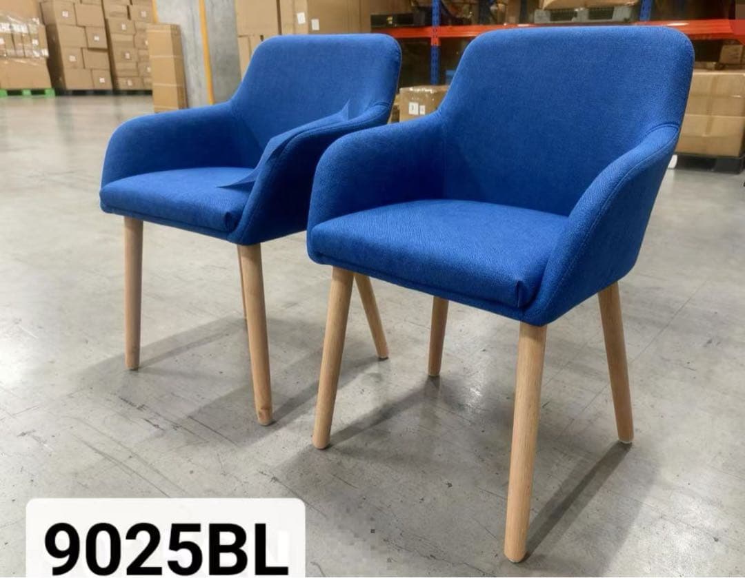 ダイニングチェア ネイビー2脚セット 布張り北欧風デザインファブリック製