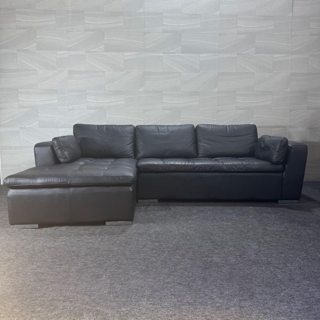 ニトリ カウチソファ 右カウチ ダブルライン3LC 本革 レザー d4408