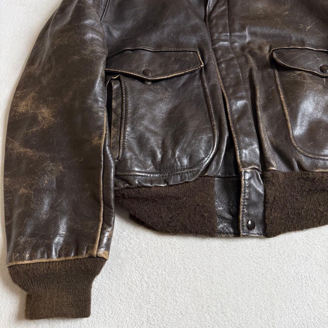 70s Schott レザー フライトジャケット ボア ビンテージ 46
