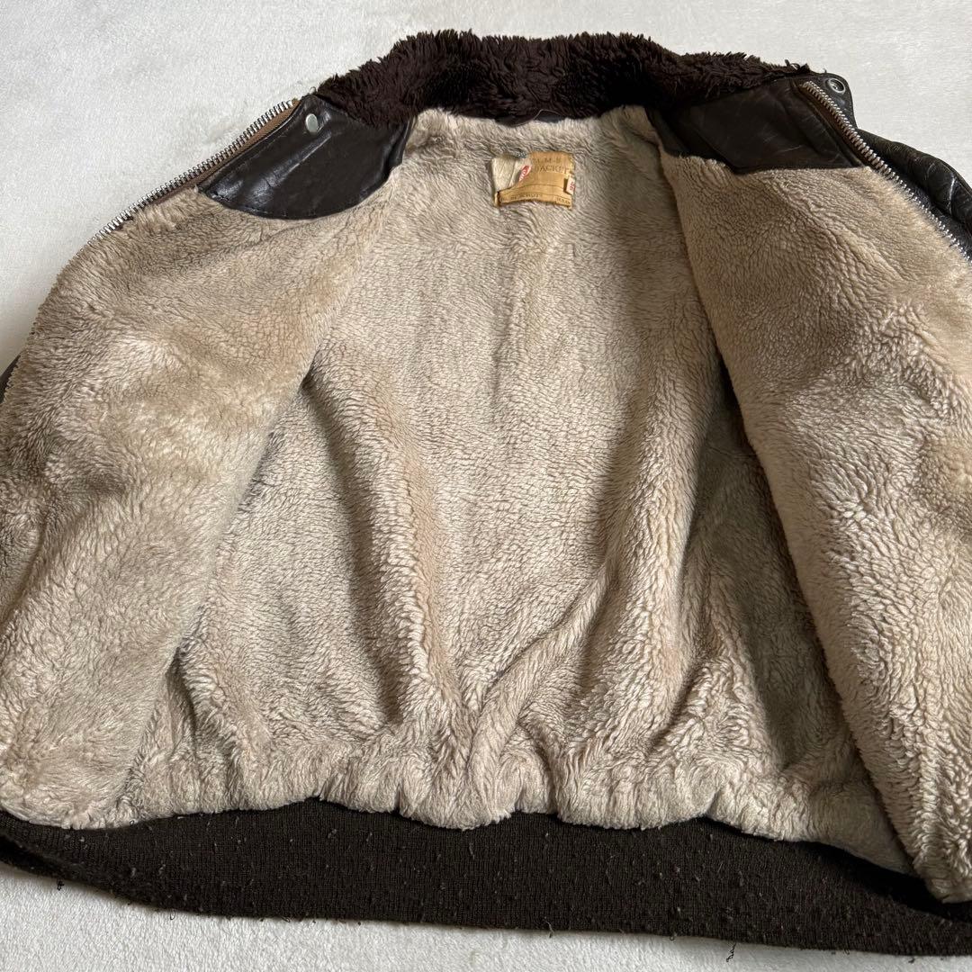 70s Schott レザー フライトジャケット ボア ビンテージ 46