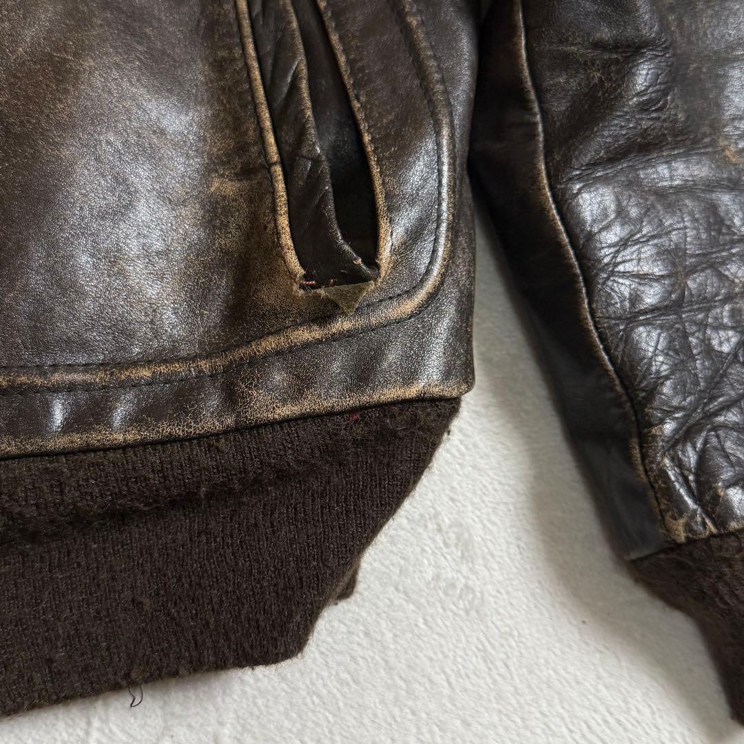 70s Schott レザー フライトジャケット ボア ビンテージ 46
