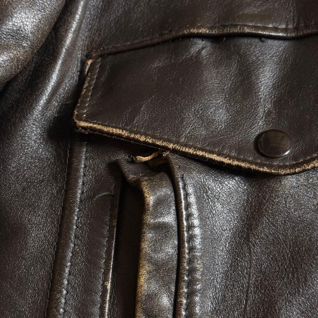 70s Schott レザー フライトジャケット ボア ビンテージ 46