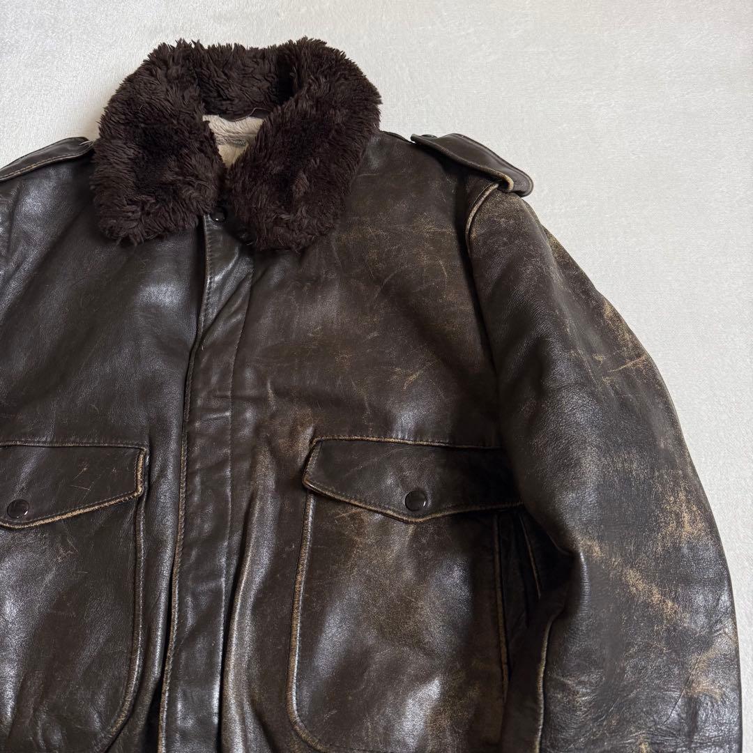 70s Schott レザー フライトジャケット ボア ビンテージ 46