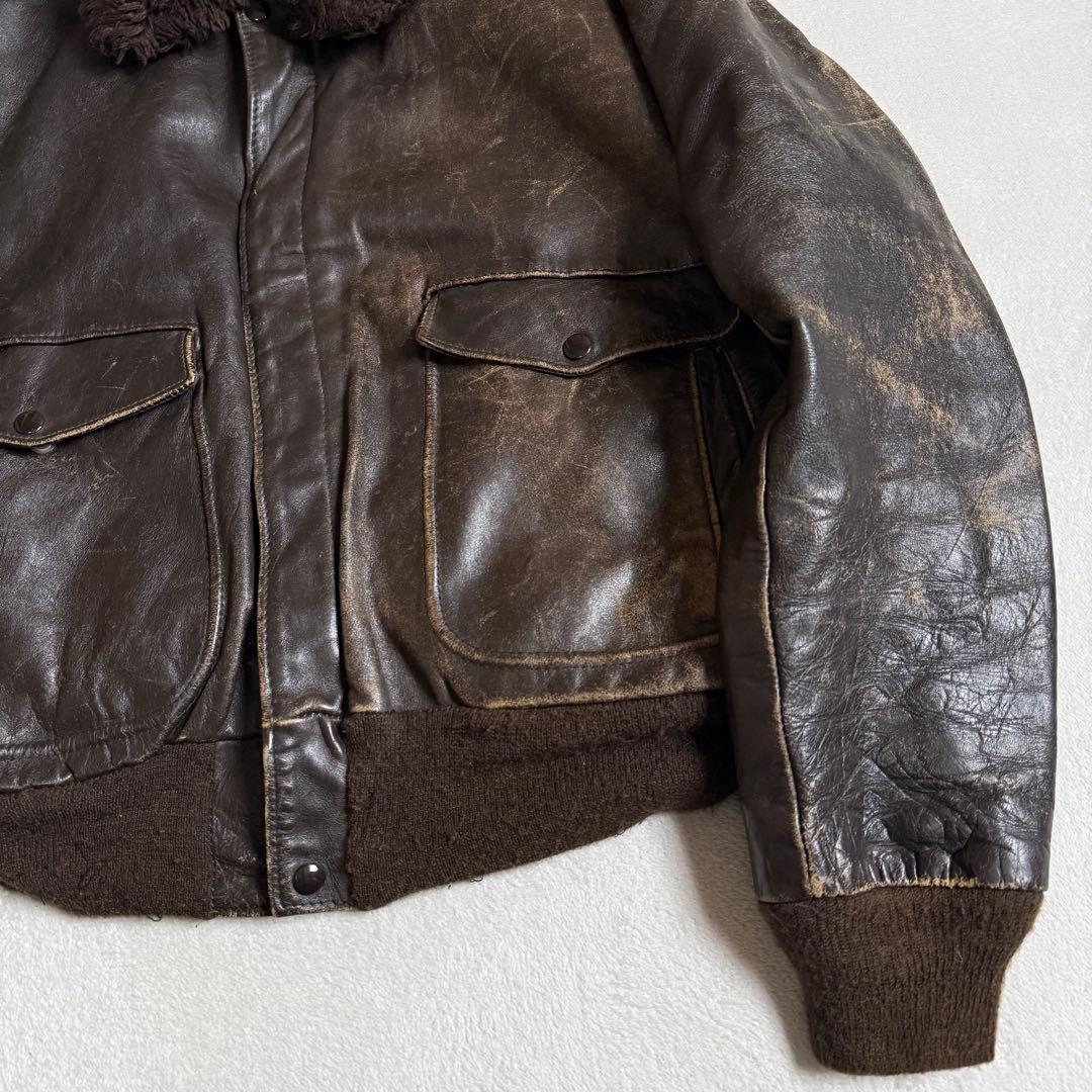 70s Schott レザー フライトジャケット ボア ビンテージ 46