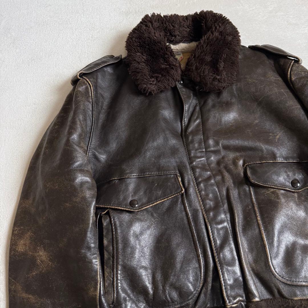 70s Schott レザー フライトジャケット ボア ビンテージ 46