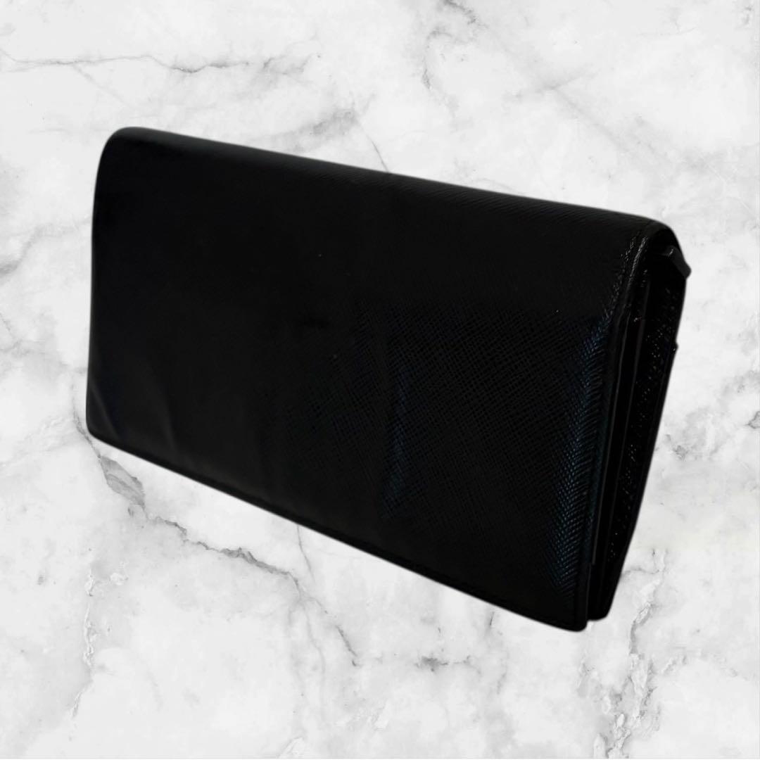 美品✨PRADA プラダ 長財布 二つ折り財布 サフィアーノ ブラック 黒