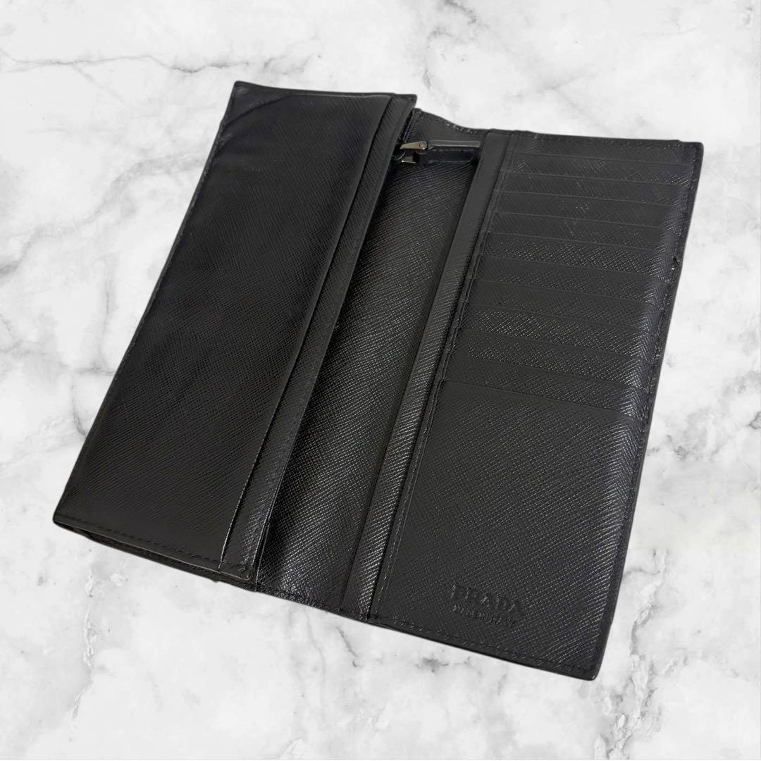 美品✨PRADA プラダ 長財布 二つ折り財布 サフィアーノ ブラック 黒