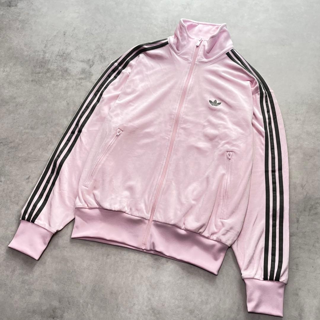 adidas × SNIDEL ベロア トラックジャケット パステル ピンク L