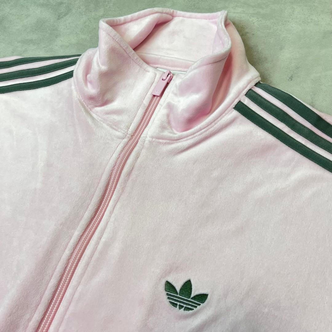 adidas × SNIDEL ベロア トラックジャケット パステル ピンク L