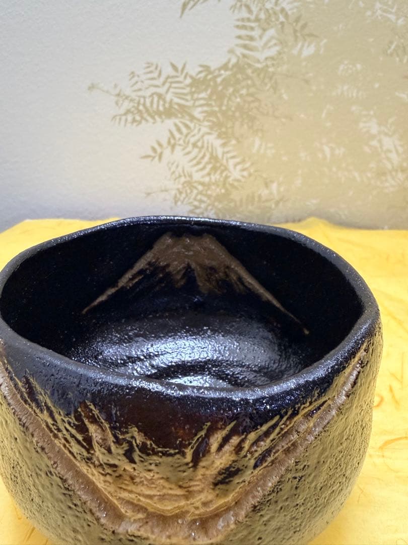 抹茶茶碗 黒楽 富士 黒楽茶碗 黒茶碗 桧垣佳山 造 共箱付 茶道具 裏千家