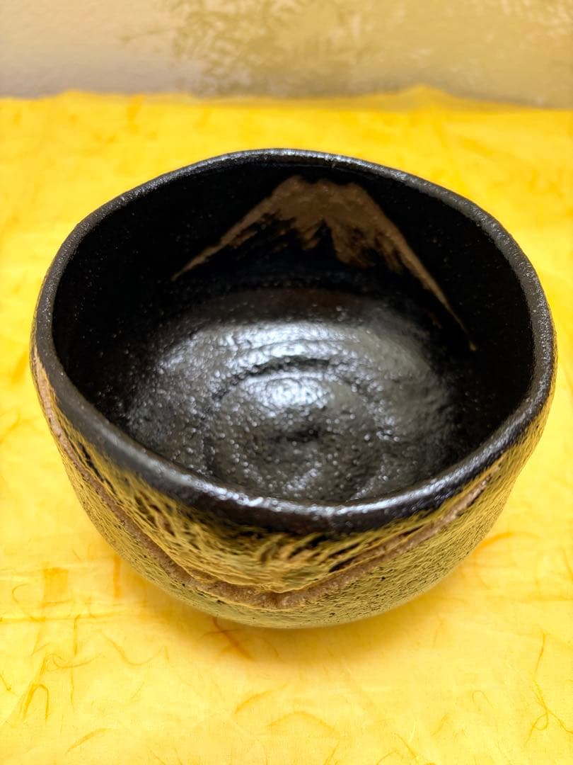 抹茶茶碗 黒楽 富士 黒楽茶碗 黒茶碗 桧垣佳山 造 共箱付 茶道具 裏千家
