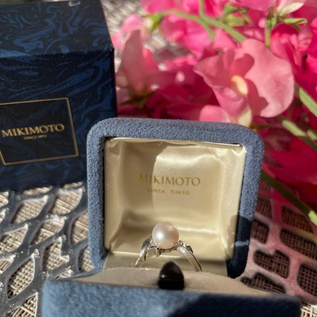 店舗にてクリーニング済　パール　リング　9号