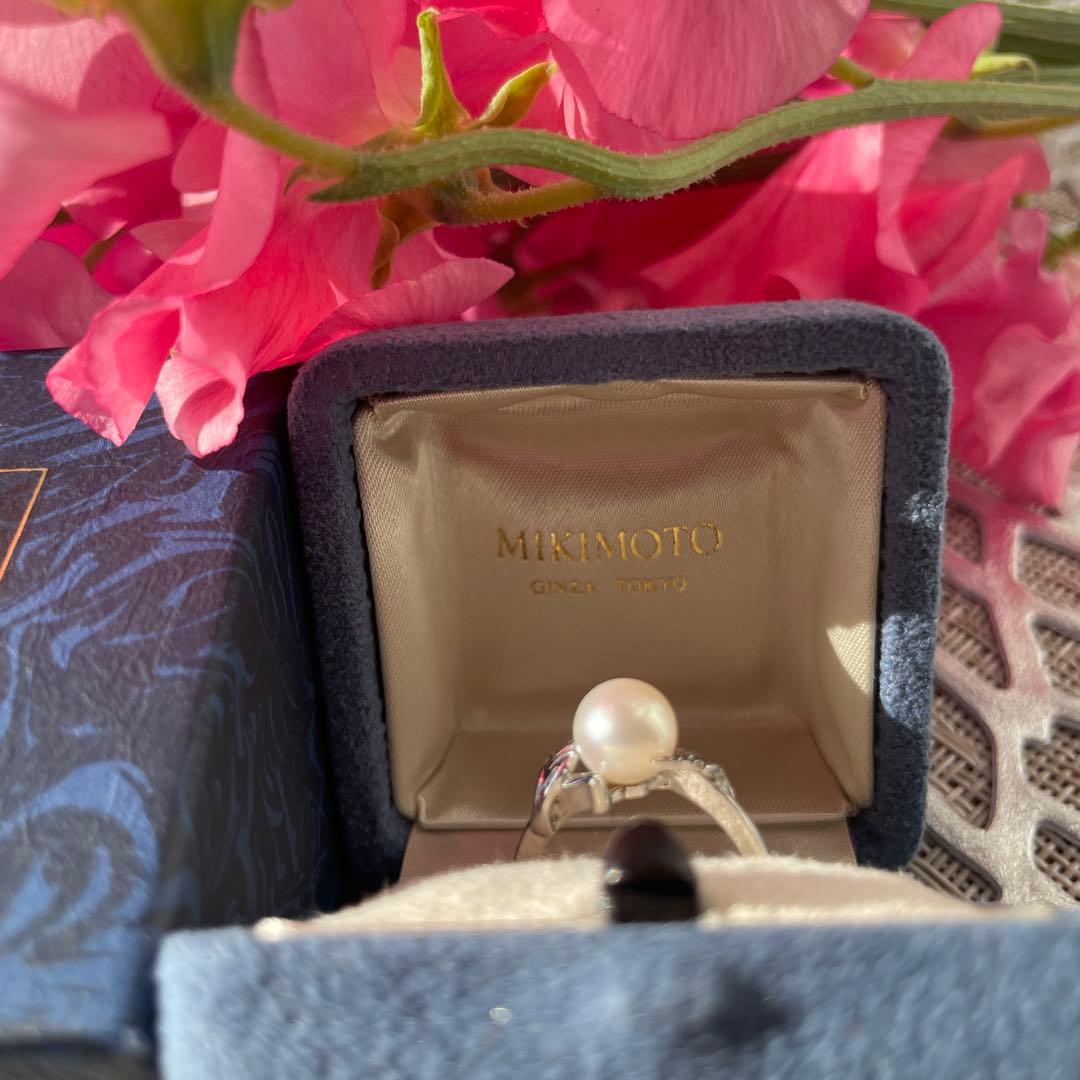 店舗にてクリーニング済　パール　リング　9号