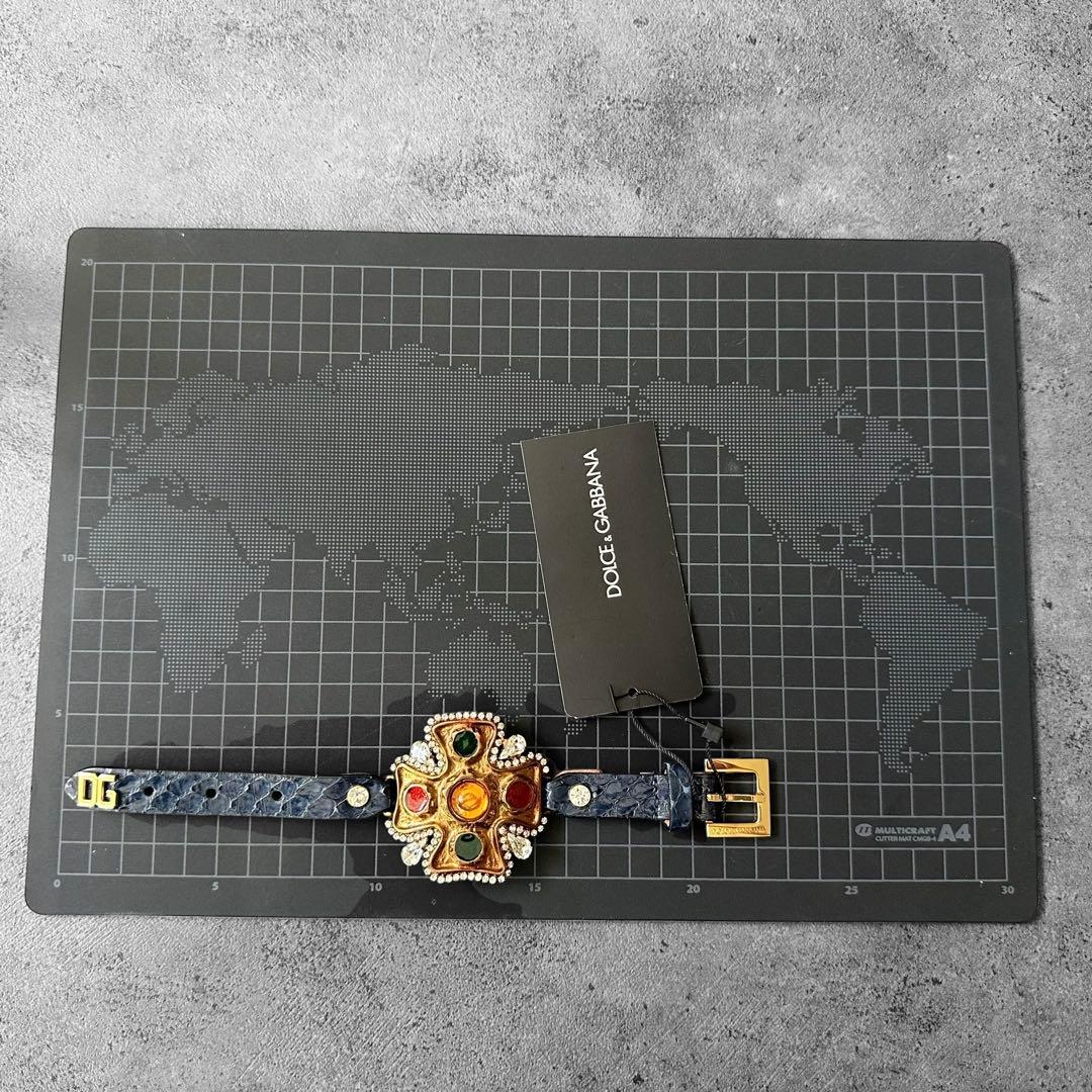 未使用タグ付き✨DOLCE&GABBANA クリスタルクロス　レザーブレスレット