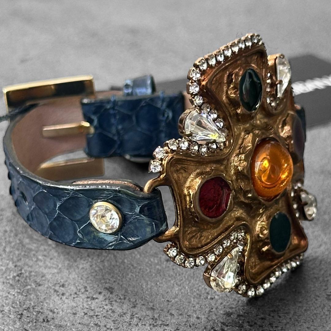 未使用タグ付き✨DOLCE&GABBANA クリスタルクロス　レザーブレスレット