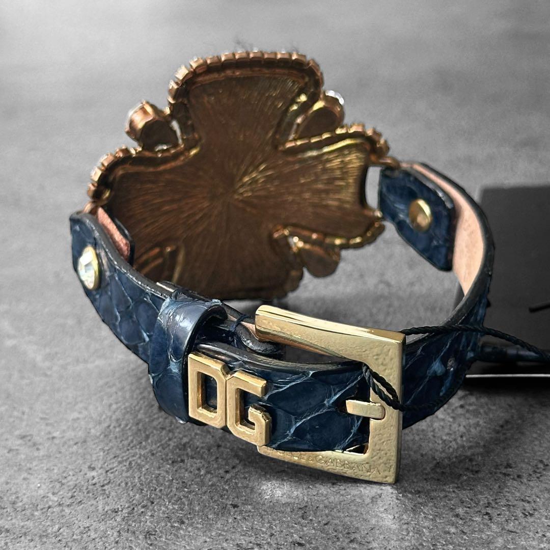 未使用タグ付き✨DOLCE&GABBANA クリスタルクロス　レザーブレスレット