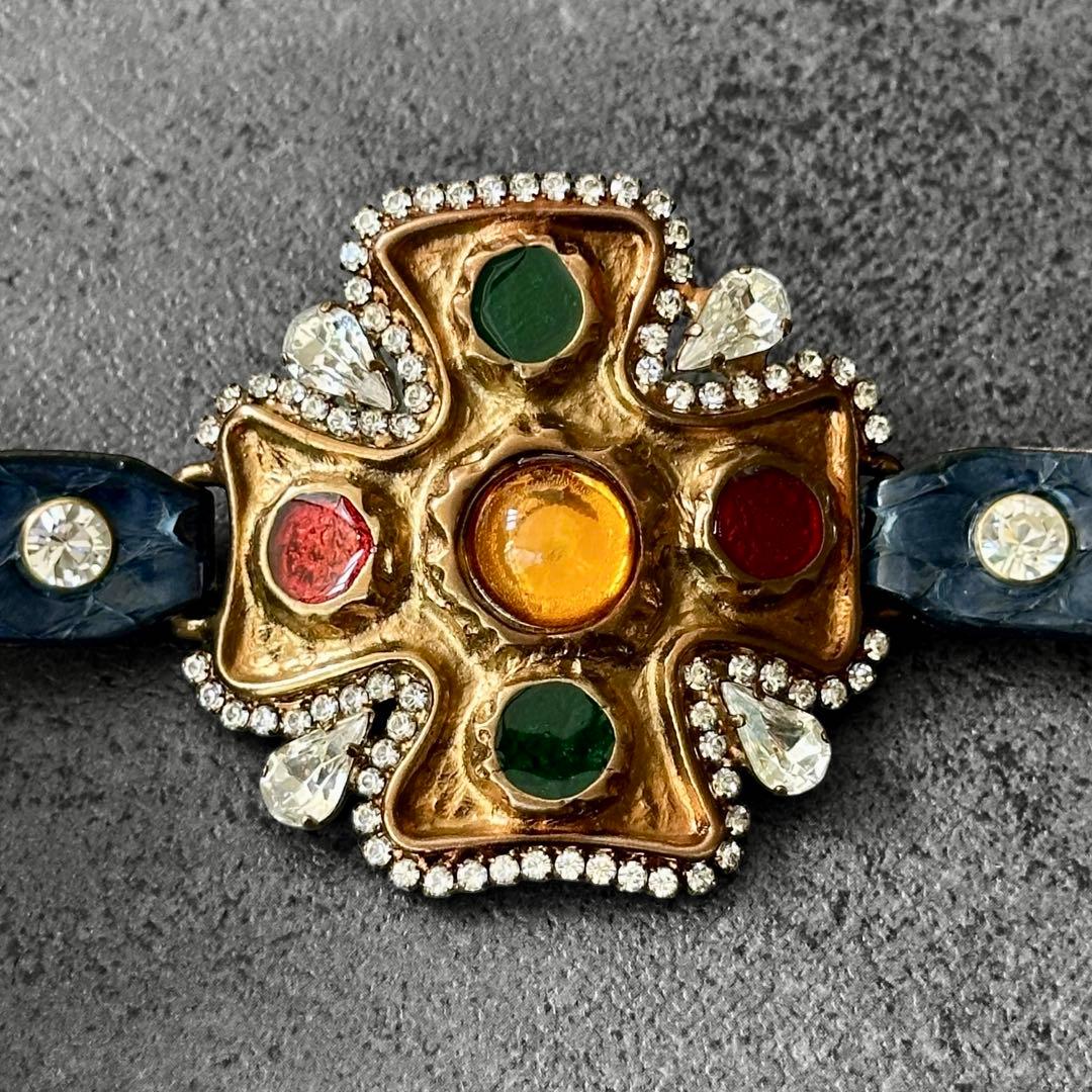未使用タグ付き✨DOLCE&GABBANA クリスタルクロス　レザーブレスレット