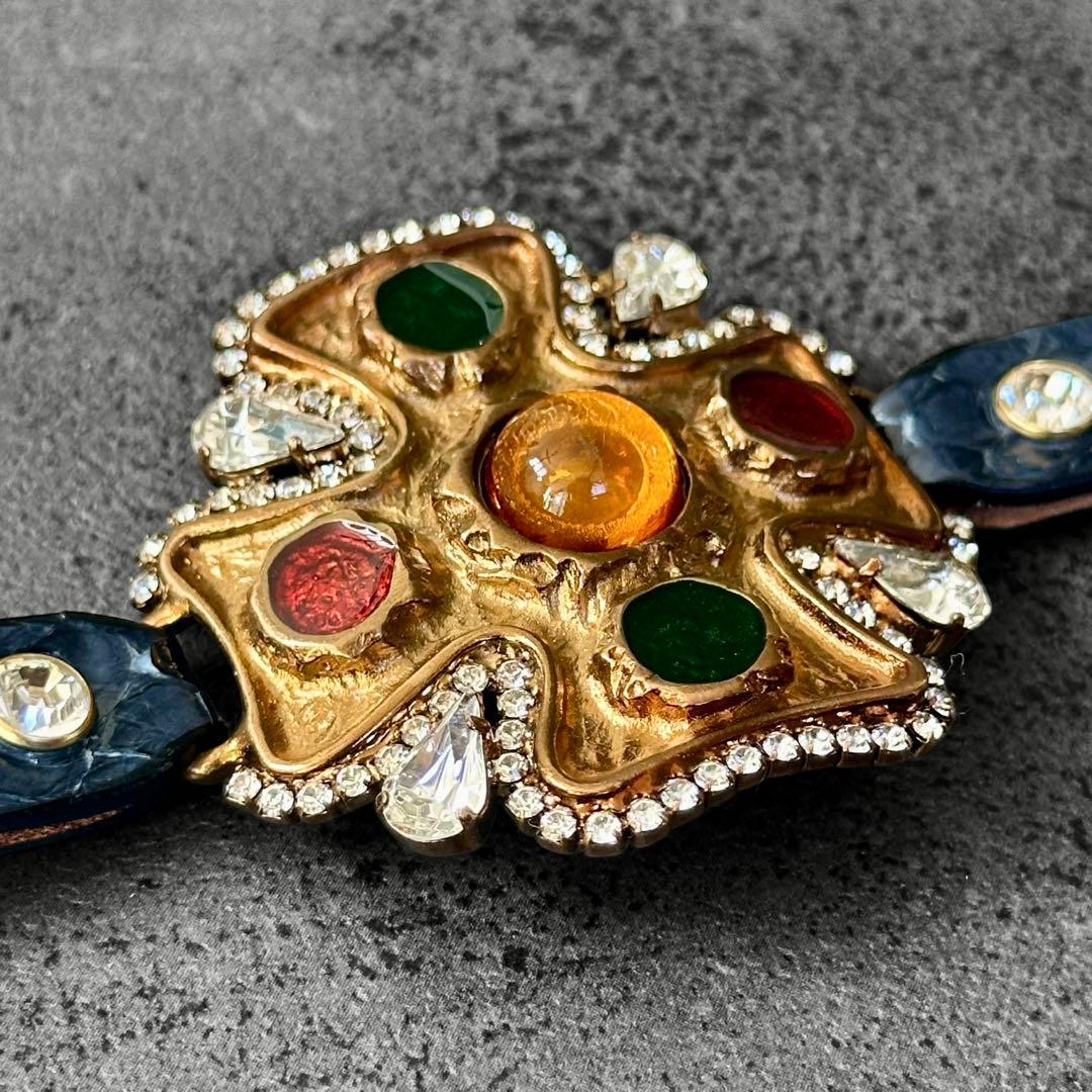 未使用タグ付き✨DOLCE&GABBANA クリスタルクロス　レザーブレスレット