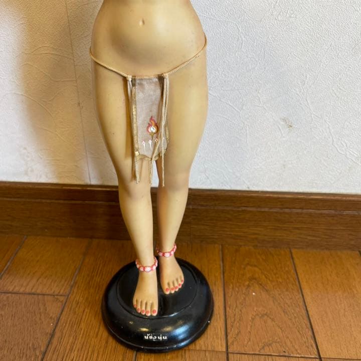 タイ 民芸品 女性像 祈りの女神像 陶器製 オブジェ インテリア 高さ約35cm