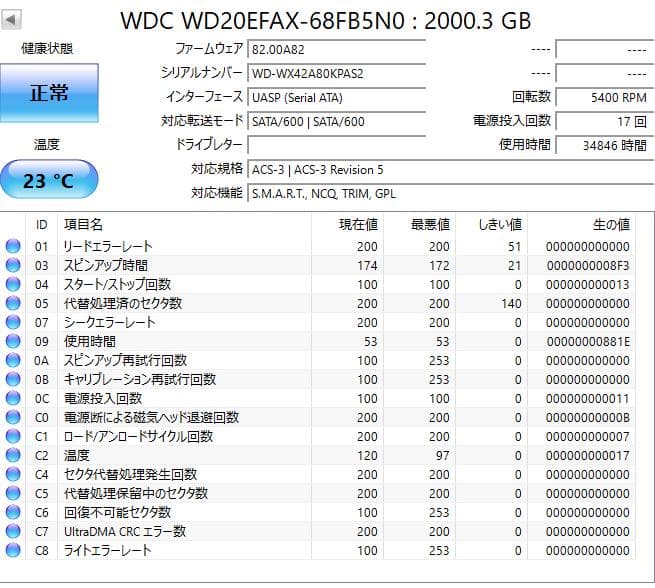 【健康状態注正常】3.5インチHDD WD RED 2TB 2個 1TB 1個