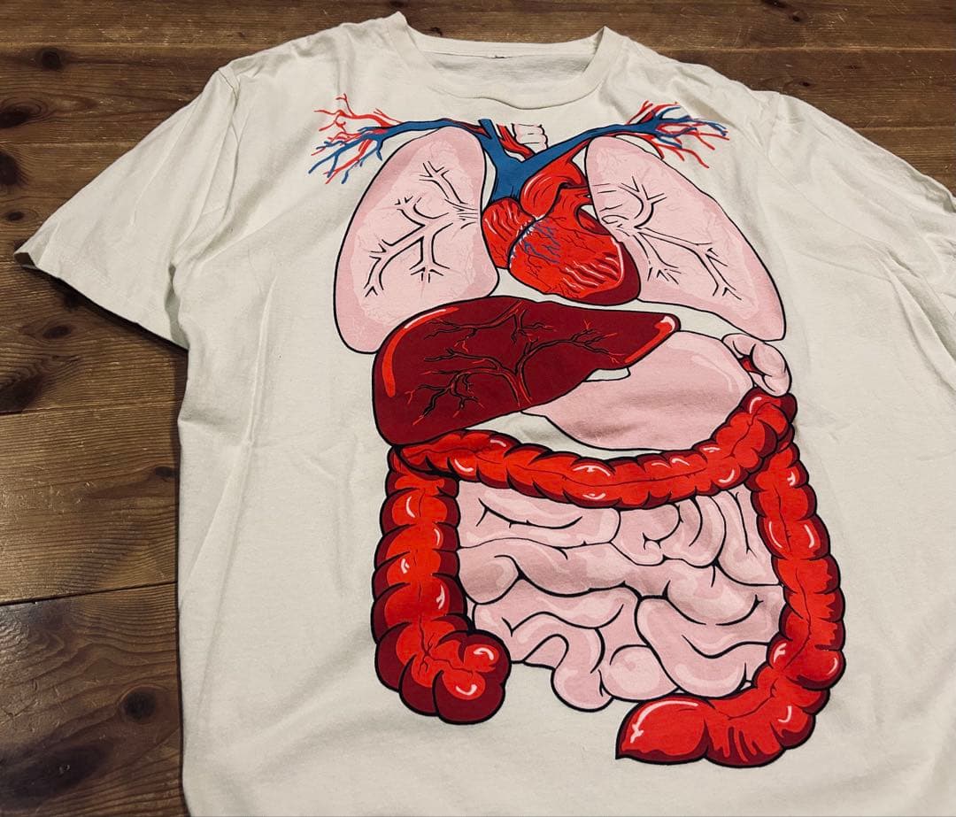 Tシャツ 古着 90s Bay  ベイアイランド 内蔵 騙し絵 白