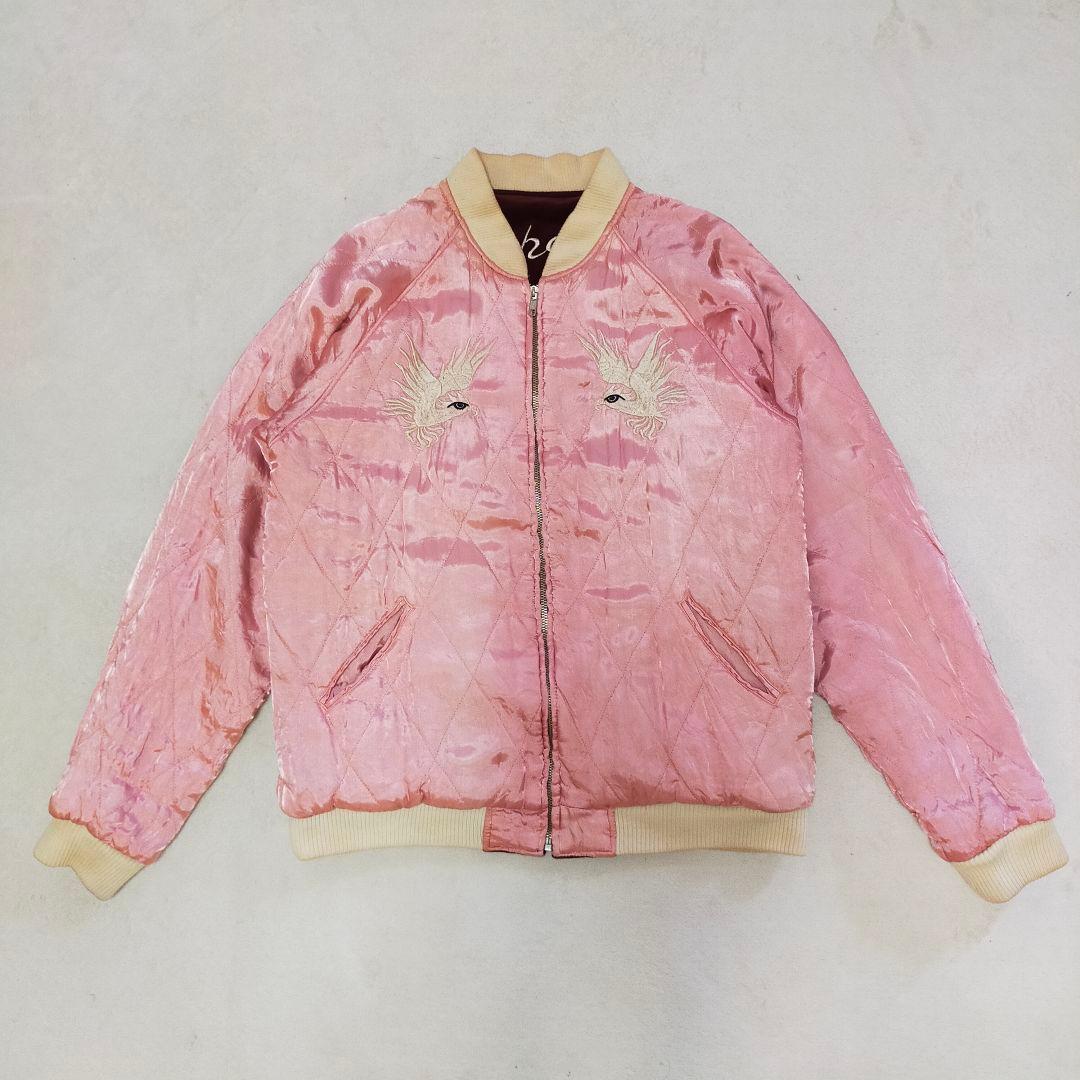 80S 90S　別珍×キルティングサテン　スカジャン　リバーシブル　虎鷲刺繍