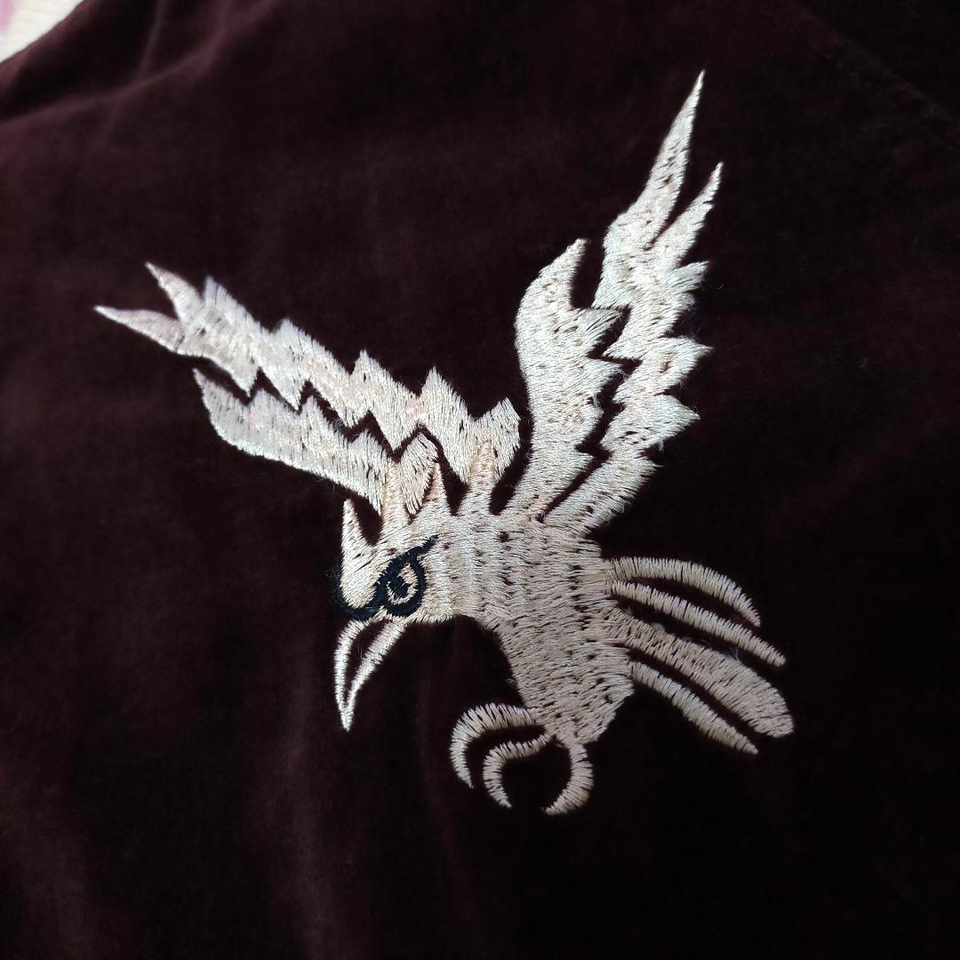 80S 90S　別珍×キルティングサテン　スカジャン　リバーシブル　虎鷲刺繍