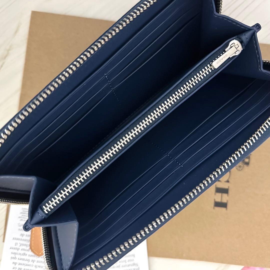 限定品！新品 COACH コーチ 長財布 デニム生地 デニムブルー