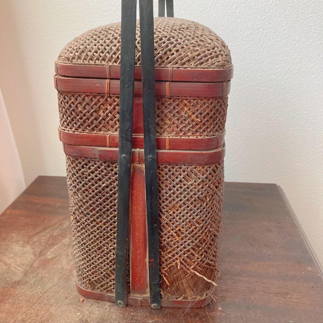 【珍品】煎茶道具　堤藍　茶籠　竹籠　バスケット　骨董品 唐物　1客