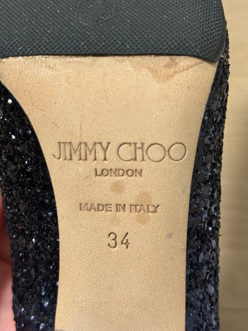 JIMMY CHOO ネイビー グリッター ハイヒール 34