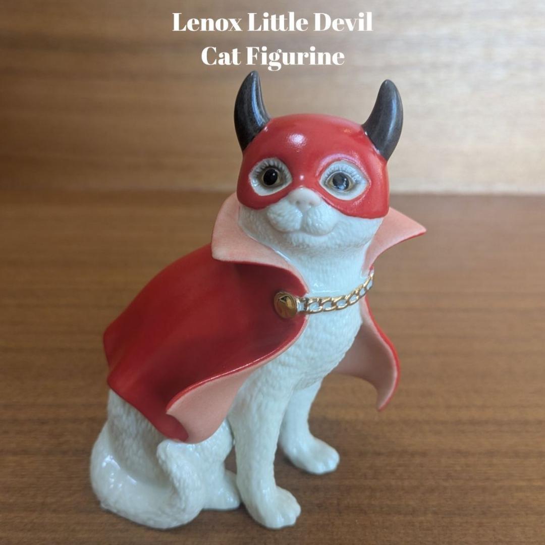 廃盤 レノックス LENOX 小悪魔 猫 フィギュリン 24K金彩 赤マント