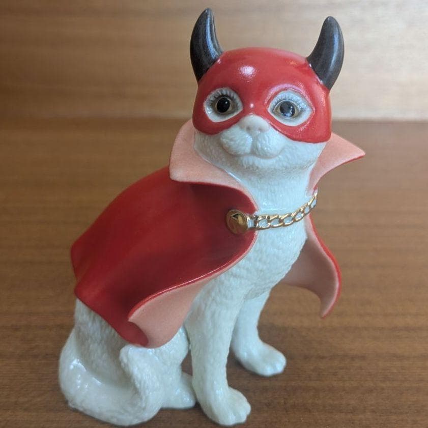 廃盤 レノックス LENOX 小悪魔 猫 フィギュリン 24K金彩 赤マント