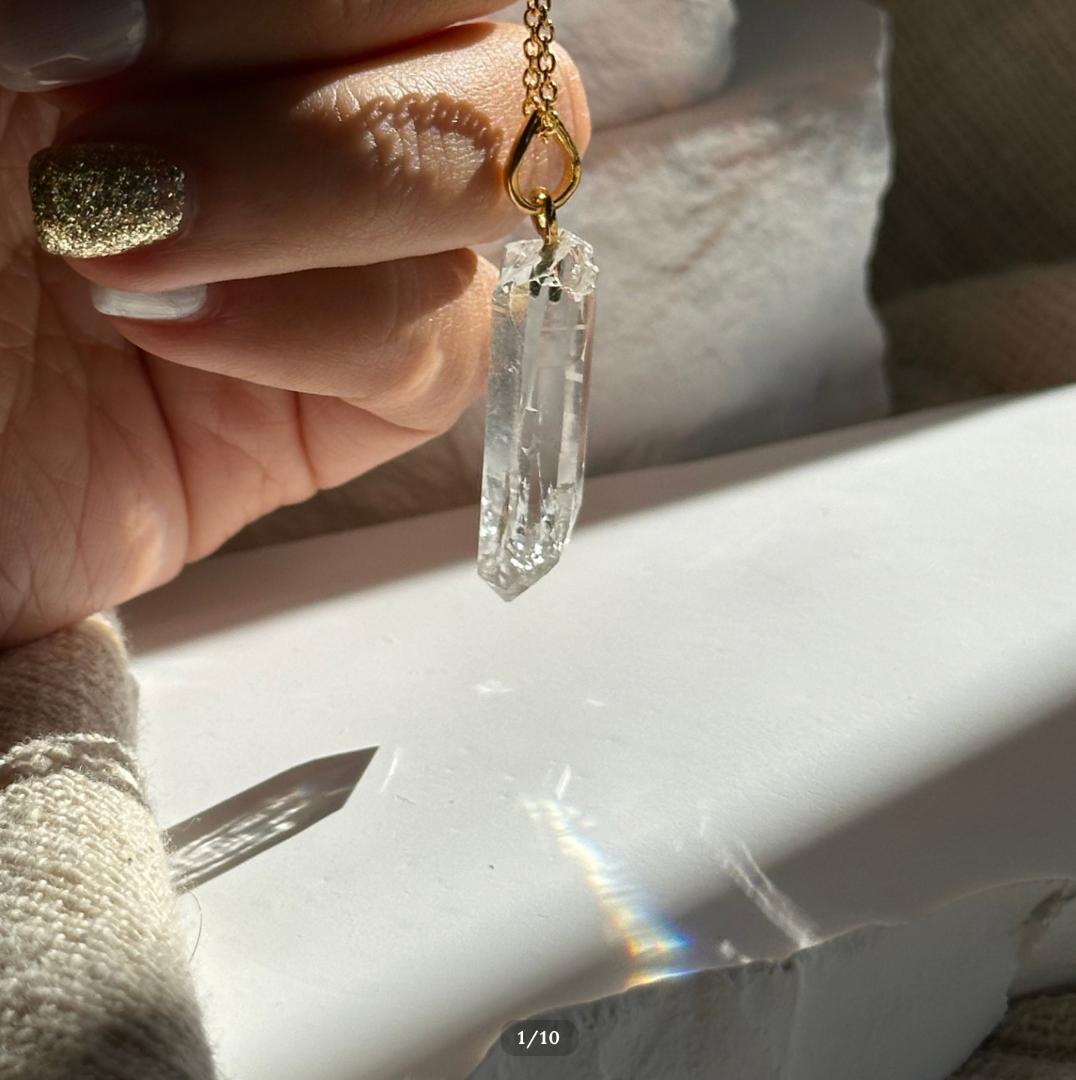 【マニハール水晶】ミニポイント ネックレス（SV925／Gold Plated）