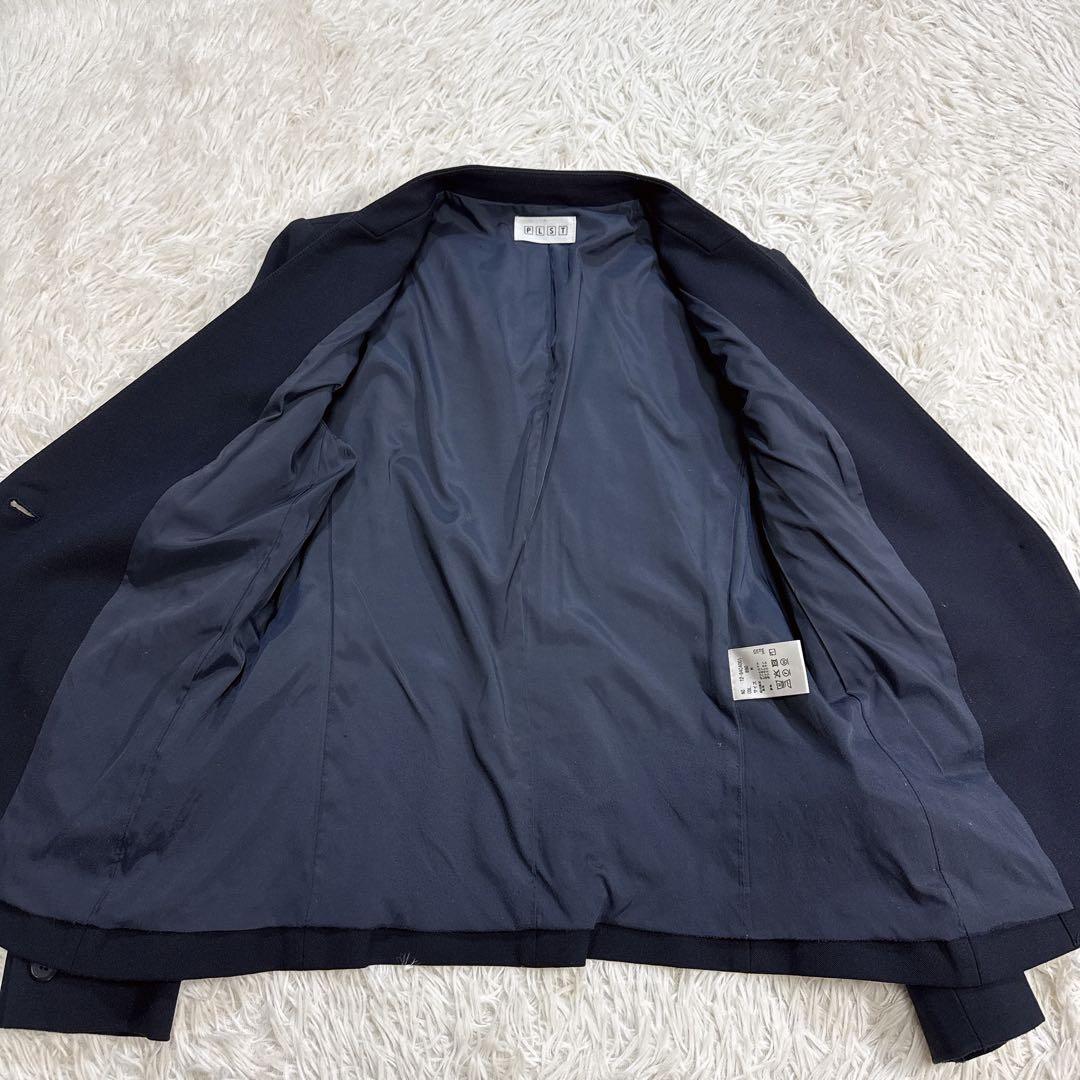 【美品】PLST プラステ スーツ ノーカラー ネイビー M