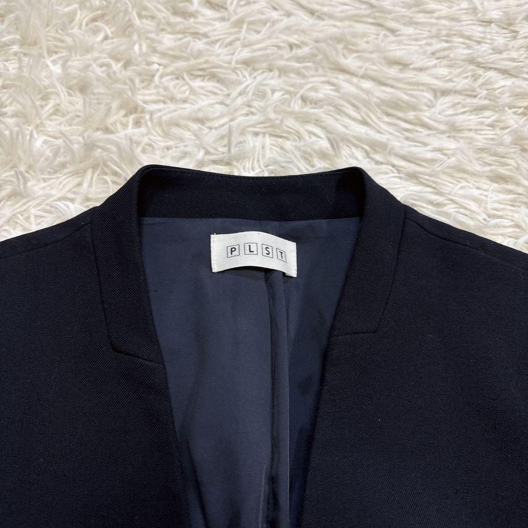 【美品】PLST プラステ スーツ ノーカラー ネイビー M