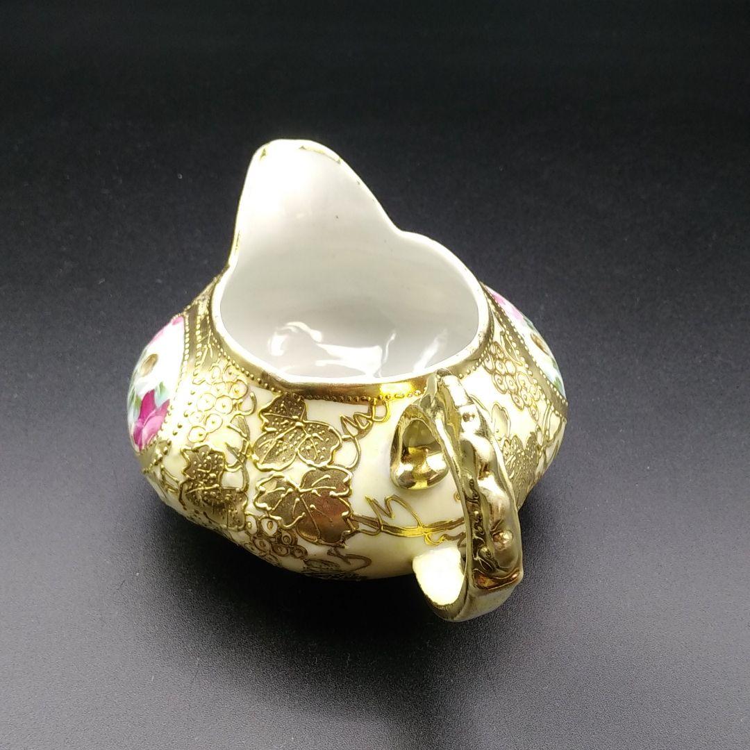 オールドノリタケ メイプルリーフ 金盛り バラ絵 クリーマー