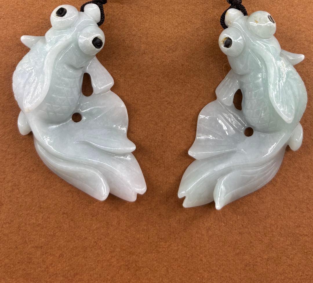【トゥーハン】翡翠彫刻金魚8ペア16点セット