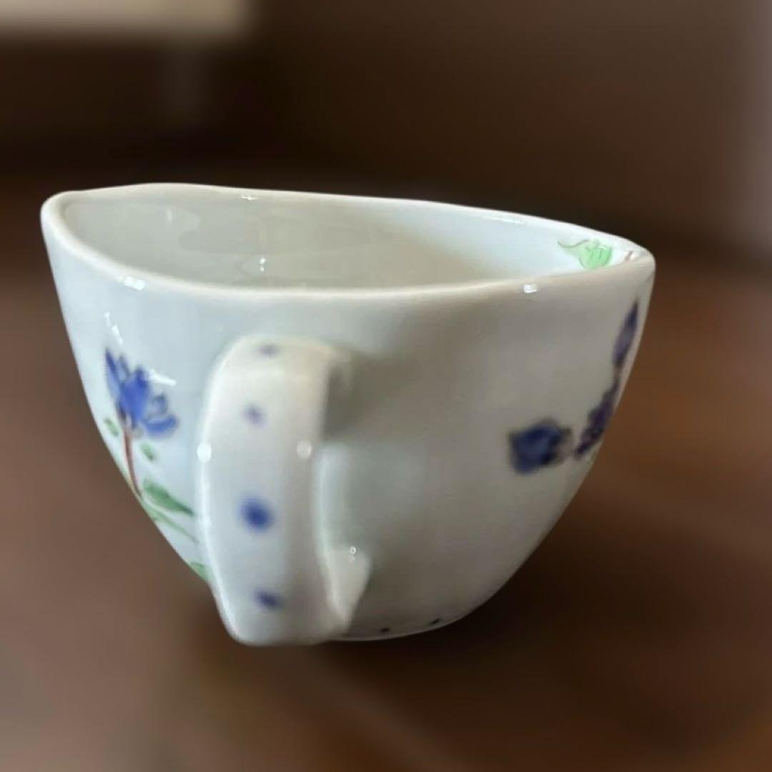 藍水　リンドウの花　カップとお皿のセット