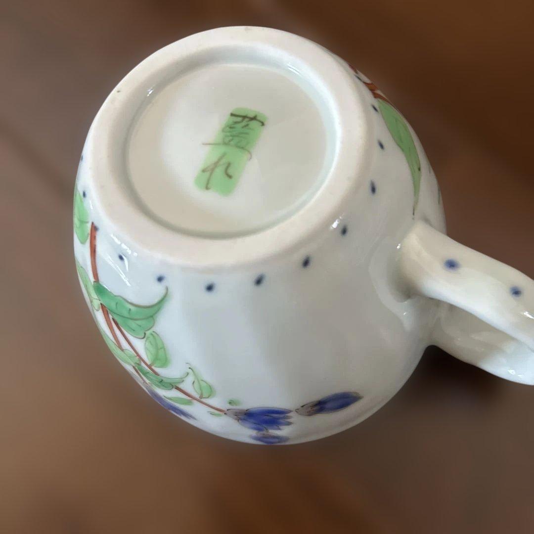 藍水　リンドウの花　カップとお皿のセット