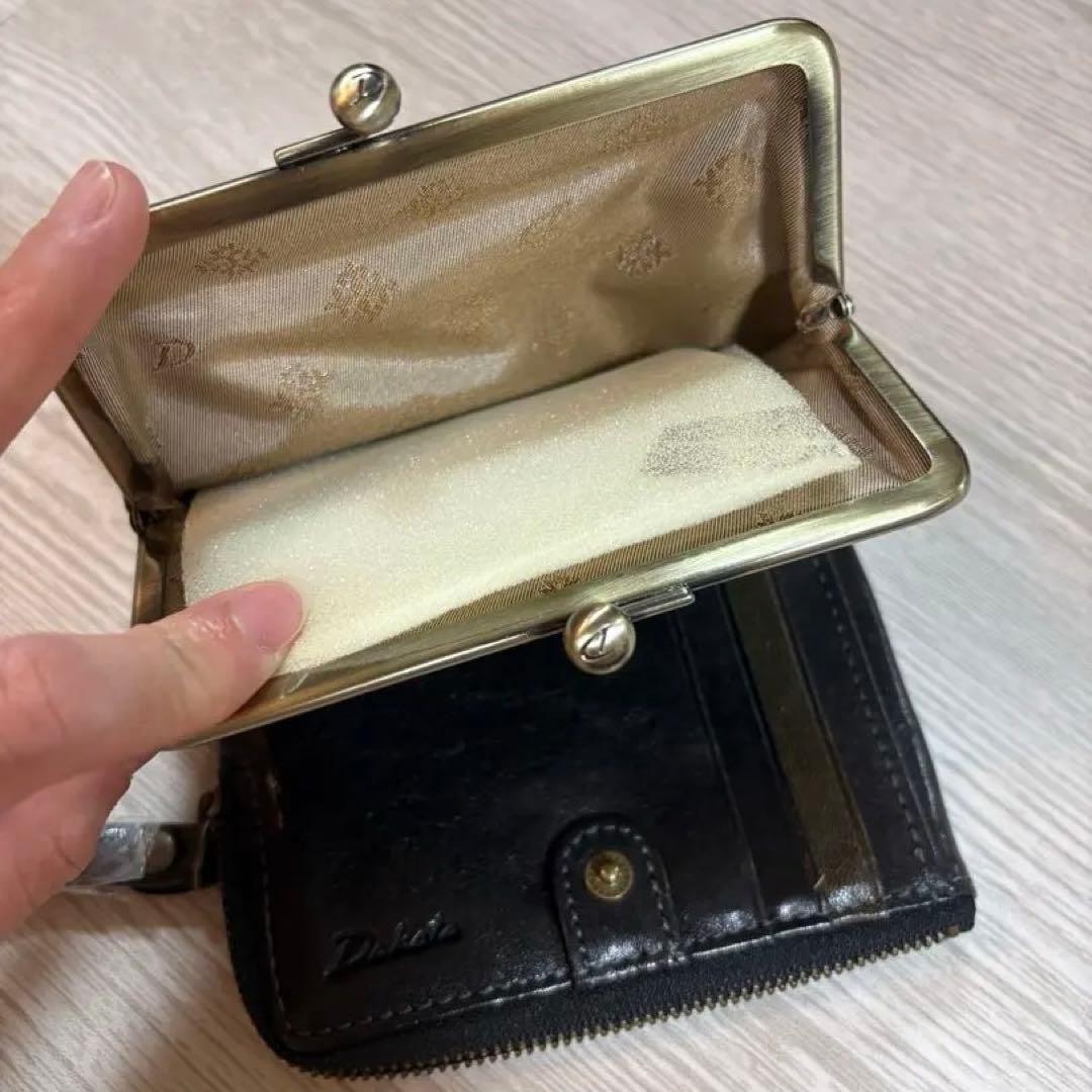 【新品】Dakota ピチカート 本革 がま口二つ折り財布　ネイビー