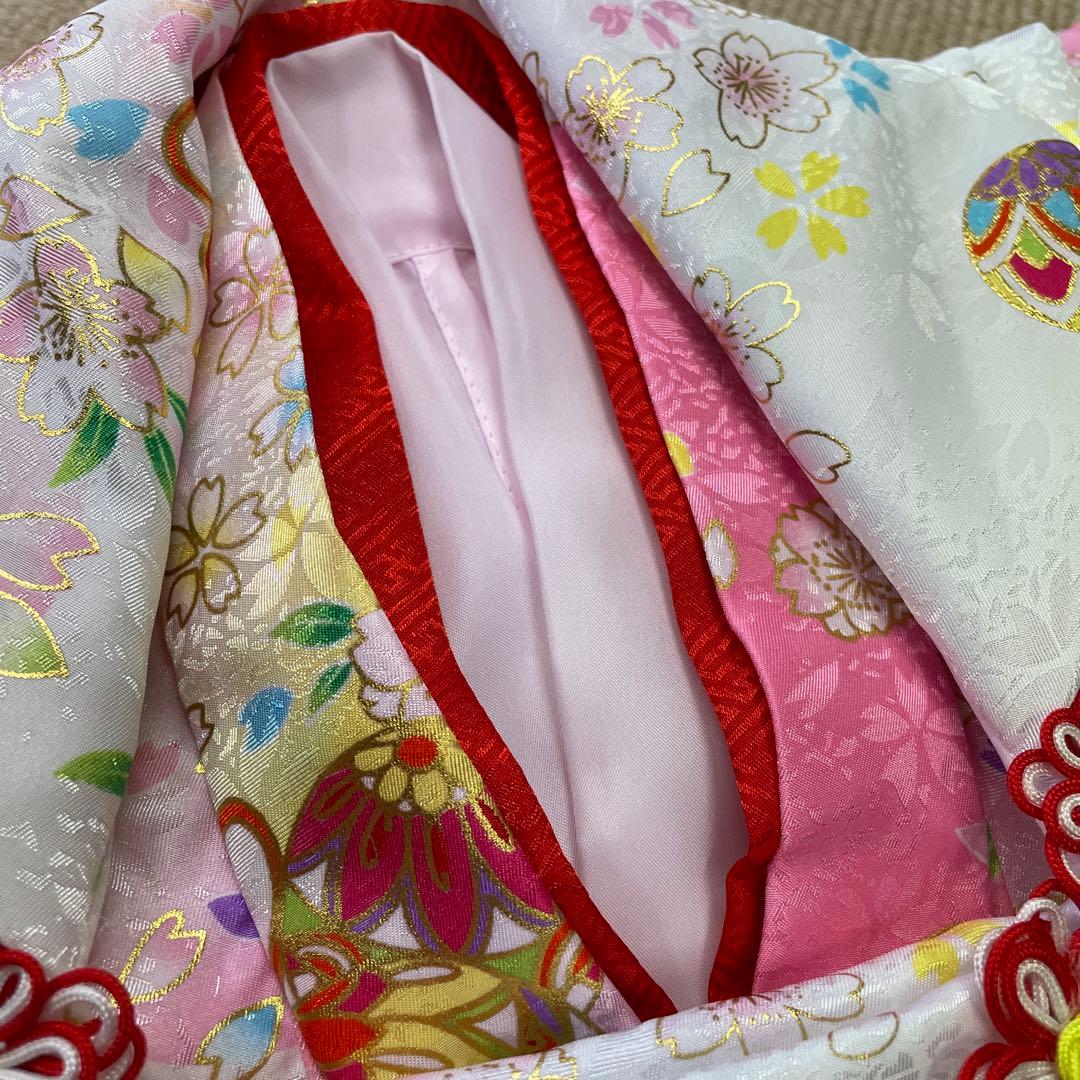新品 御祝着 七五三 三歳フルセット 特価品 着物 襦袢 被布 巾着 草履