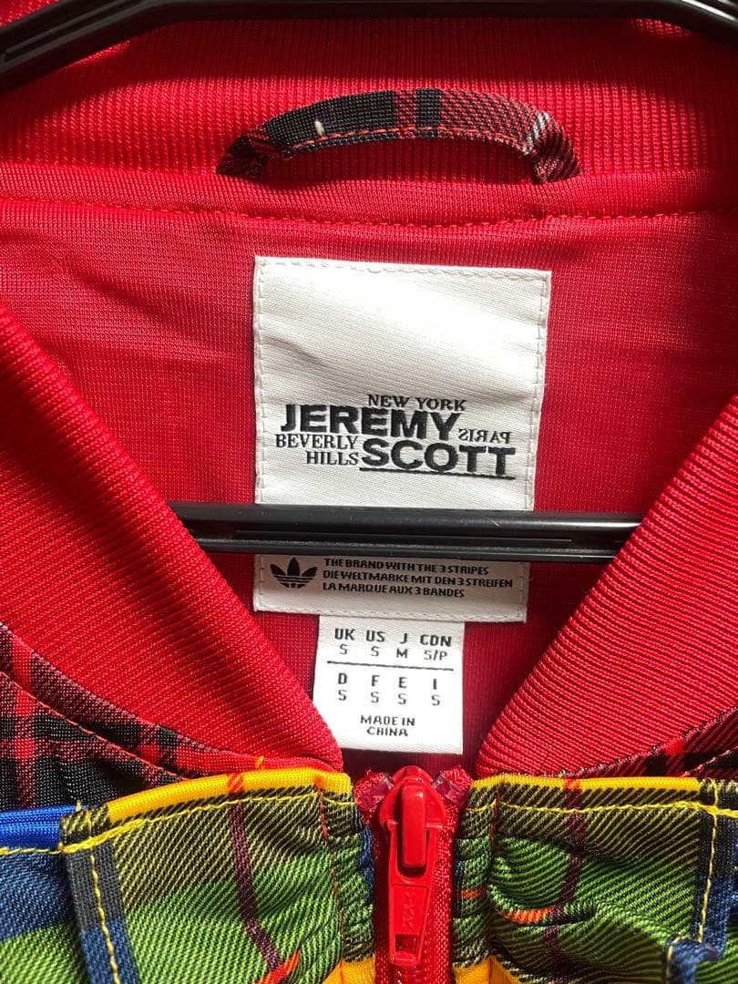 adidas Jeremy Scott レッドチェックジャージ S